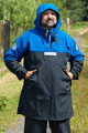 224 Куртка типа анорак с полукомбинезоном из ткани киржач сине-серый